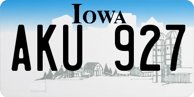 IA license plate AKU927