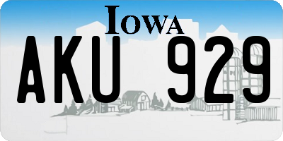 IA license plate AKU929