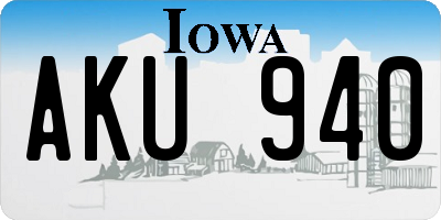 IA license plate AKU940