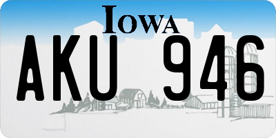 IA license plate AKU946