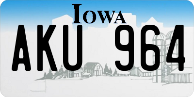 IA license plate AKU964