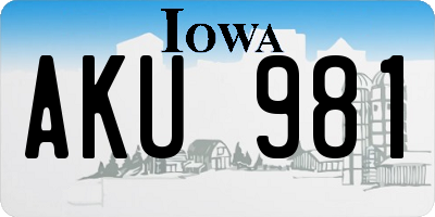 IA license plate AKU981
