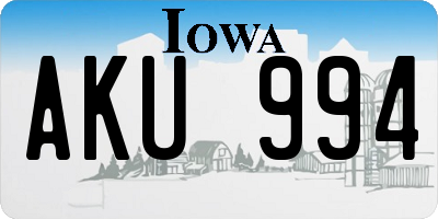 IA license plate AKU994