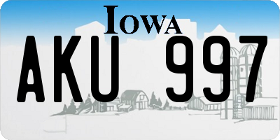 IA license plate AKU997