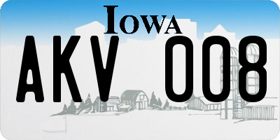 IA license plate AKV008