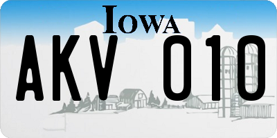 IA license plate AKV010