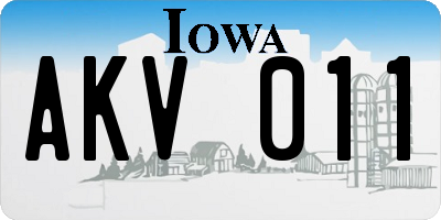 IA license plate AKV011