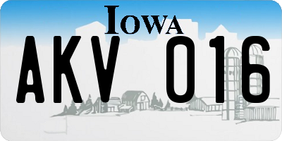 IA license plate AKV016