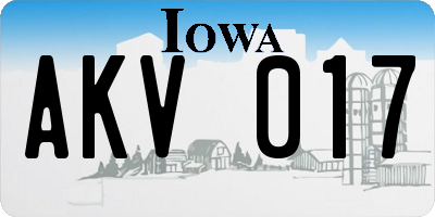 IA license plate AKV017