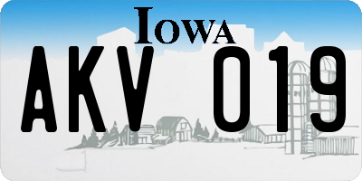 IA license plate AKV019