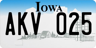 IA license plate AKV025