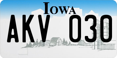IA license plate AKV030