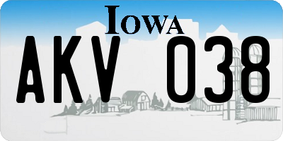 IA license plate AKV038