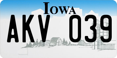 IA license plate AKV039