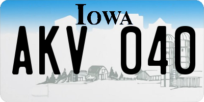 IA license plate AKV040