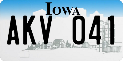 IA license plate AKV041