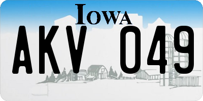 IA license plate AKV049