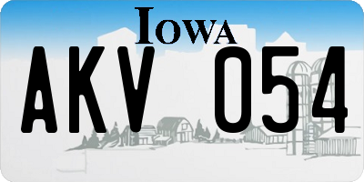 IA license plate AKV054