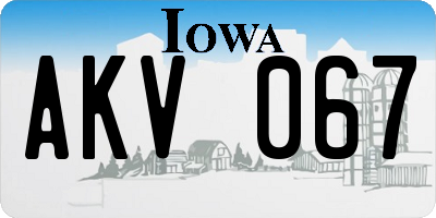 IA license plate AKV067