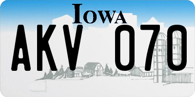 IA license plate AKV070
