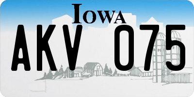 IA license plate AKV075