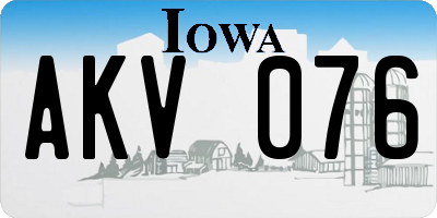 IA license plate AKV076