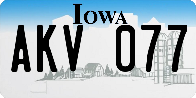 IA license plate AKV077