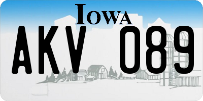 IA license plate AKV089