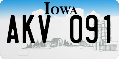 IA license plate AKV091