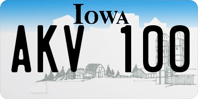 IA license plate AKV100