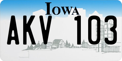 IA license plate AKV103
