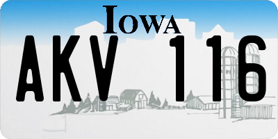 IA license plate AKV116