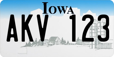 IA license plate AKV123
