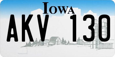 IA license plate AKV130