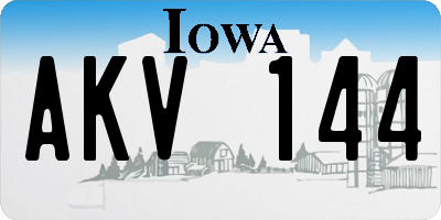 IA license plate AKV144