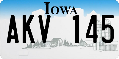 IA license plate AKV145