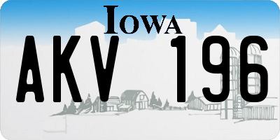 IA license plate AKV196