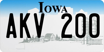 IA license plate AKV200