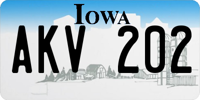 IA license plate AKV202