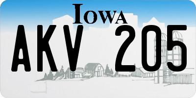 IA license plate AKV205