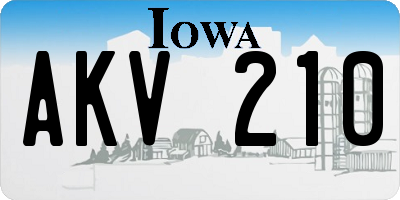 IA license plate AKV210