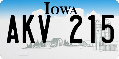 IA license plate AKV215