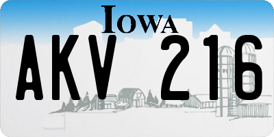 IA license plate AKV216