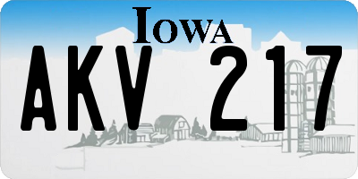 IA license plate AKV217