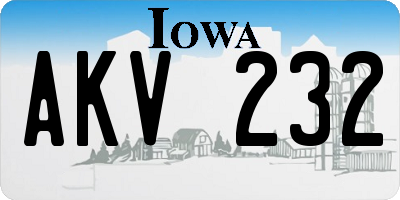 IA license plate AKV232