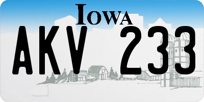 IA license plate AKV233