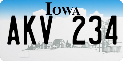IA license plate AKV234