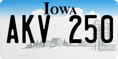IA license plate AKV250