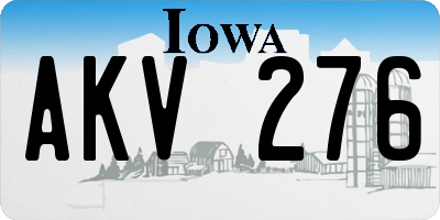 IA license plate AKV276