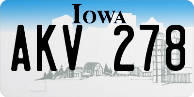 IA license plate AKV278